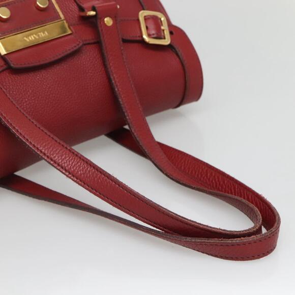 PRADA Tote Bag Leather Red Gold - Picture 7 of 12